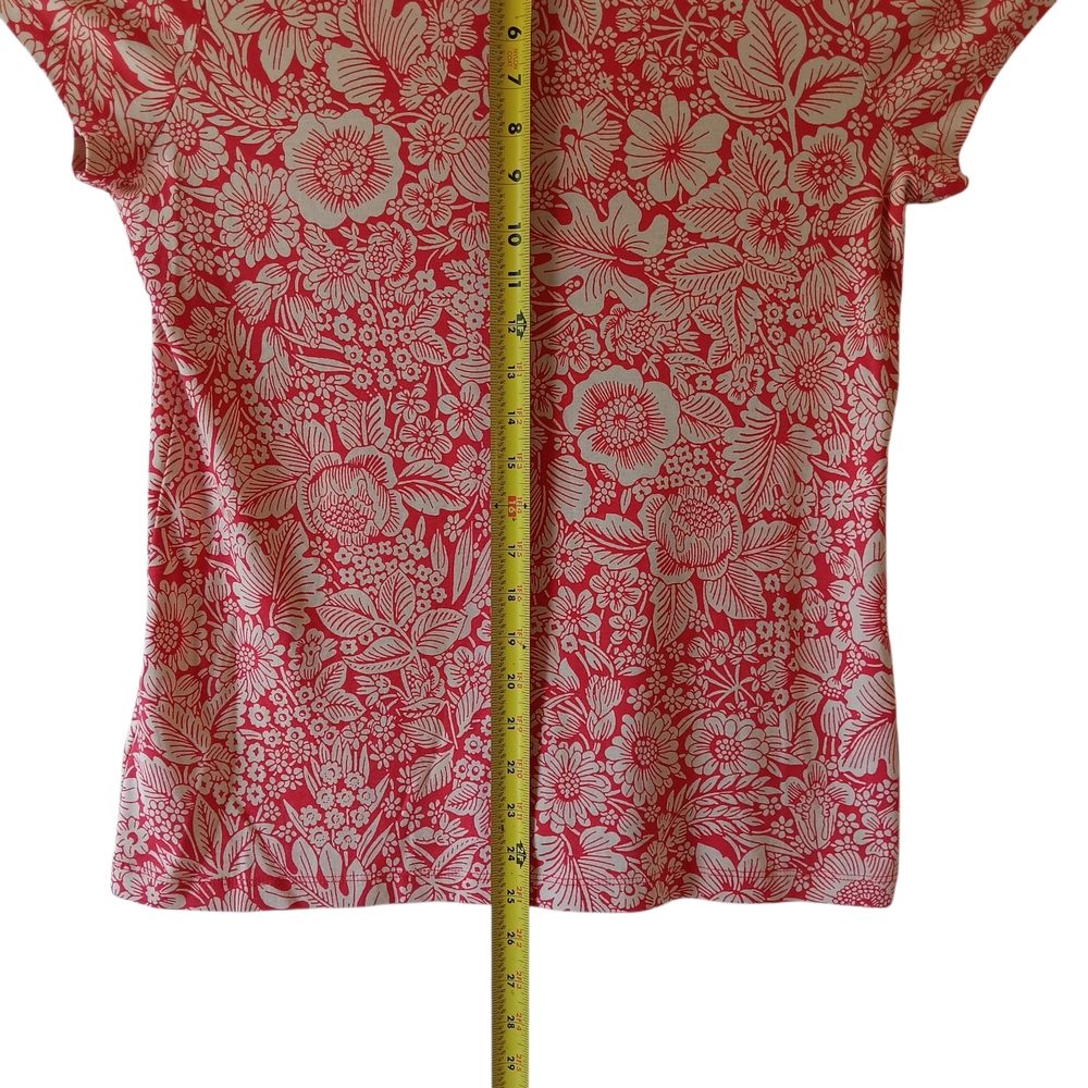 Croft & Barrow women's red/white floral short-sleeve v-neck top size L - Picture 8 of 9